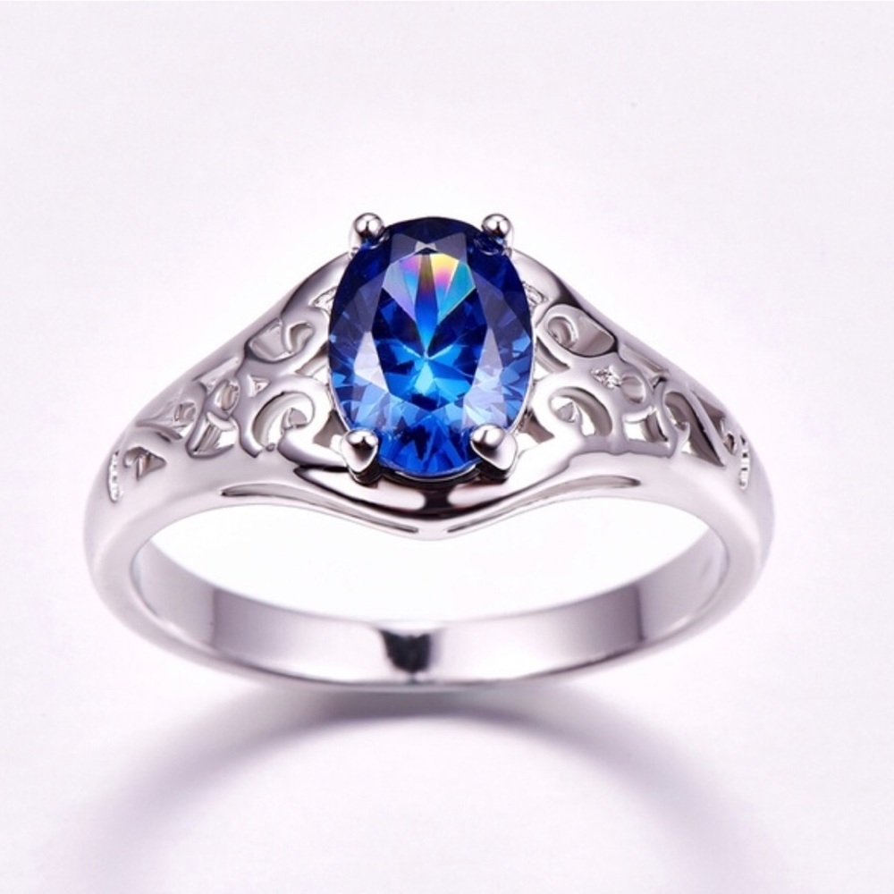 Sz 7 925 Stamped SS & Natural Tanzanite Ring NWT!